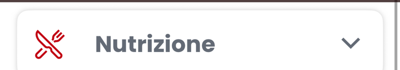 Sezione nutrizione dell'app di coaching